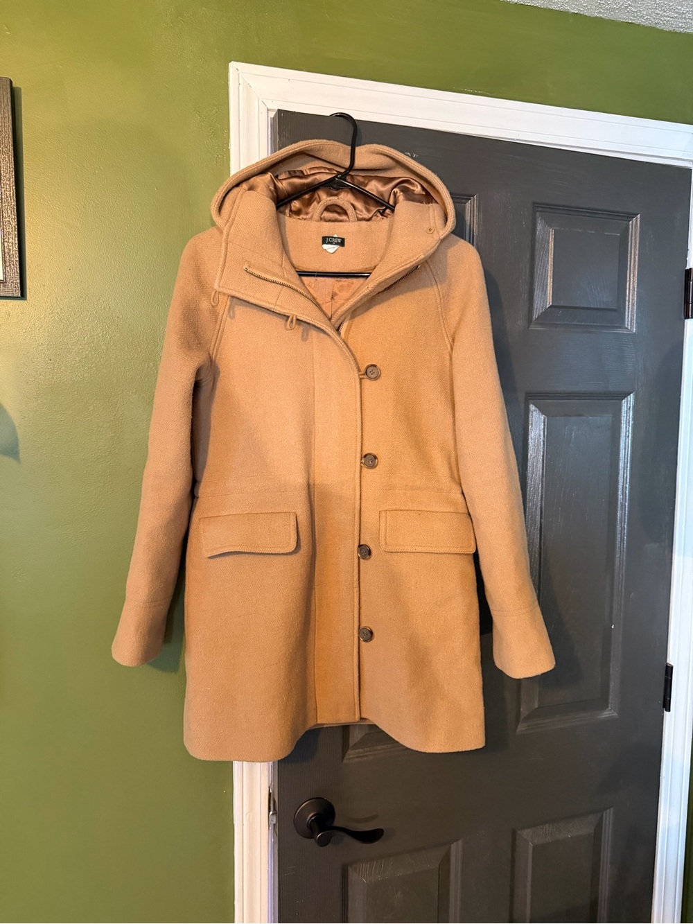 J. Crew Hooded Wool Pea Coat in Camel - Picture 3 of 5